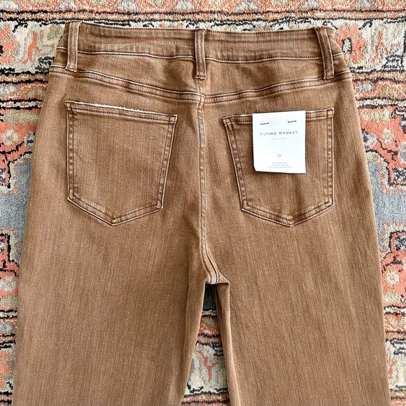 Flying Monkey Slim Straight Stretch Toffee Denim Jeans NWT - Picture 8 of 10